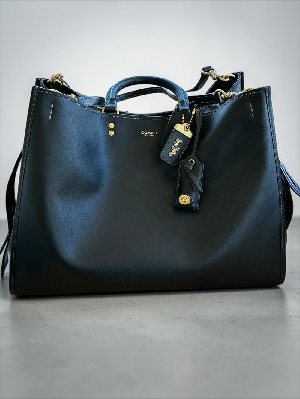 Coach Rogue 40 Black Soft Grain Leather Satchel CCX21 Sold Out Fits 16” Laptop